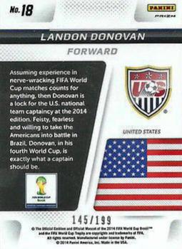 2014 Panini Prizm FIFA World Cup Brazil - Cup Captains Prizms Blue #18 Landon Donovan Back