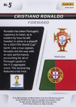 2014 Panini Prizm FIFA World Cup Brazil - Cup Captains Prizms Blue and Red Blue Wave #5 Cristiano Ronaldo Back
