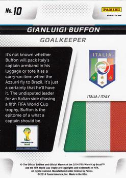 2014 Panini Prizm FIFA World Cup Brazil - Cup Captains Prizms Blue and Red Blue Wave #10 Gianluigi Buffon Back