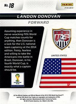 2014 Panini Prizm FIFA World Cup Brazil - Cup Captains Prizms Blue and Red Blue Wave #18 Landon Donovan Back