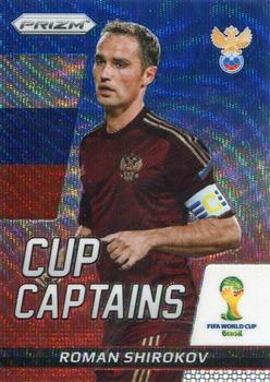 2014 Panini Prizm FIFA World Cup Brazil - Cup Captains Prizms Blue and Red Blue Wave #25 Roman Shirokov Front