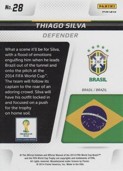 2014 Panini Prizm FIFA World Cup Brazil - Cup Captains Prizms Blue and Red Blue Wave #28 Thiago Silva Back