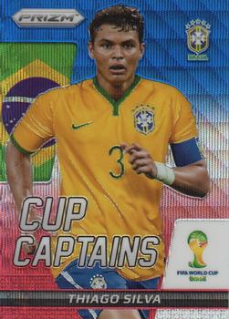 2014 Panini Prizm FIFA World Cup Brazil - Cup Captains Prizms Blue and Red Blue Wave #28 Thiago Silva Front