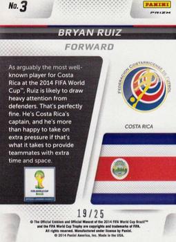 2014 Panini Prizm FIFA World Cup Brazil - Cup Captains Prizms Green Crystal #3 Bryan Ruiz Back