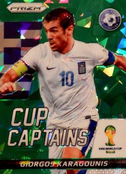 2014 Panini Prizm FIFA World Cup Brazil - Cup Captains Prizms Green Crystal #11 Giorgos Karagounis Front