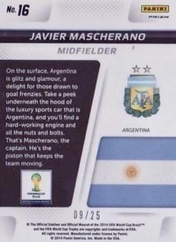 2014 Panini Prizm FIFA World Cup Brazil - Cup Captains Prizms Green Crystal #16 Javier Mascherano Back