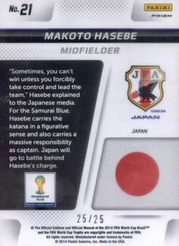 2014 Panini Prizm FIFA World Cup Brazil - Cup Captains Prizms Green Crystal #21 Makoto Hasebe Back