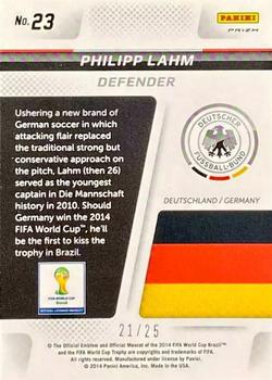 2014 Panini Prizm FIFA World Cup Brazil - Cup Captains Prizms Green Crystal #23 Philipp Lahm Back