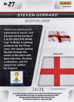 2014 Panini Prizm FIFA World Cup Brazil - Cup Captains Prizms Green Crystal #27 Steven Gerrard Back