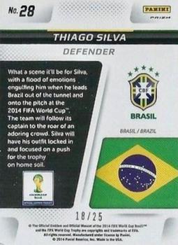 2014 Panini Prizm FIFA World Cup Brazil - Cup Captains Prizms Green Crystal #28 Thiago Silva Back