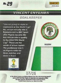 2014 Panini Prizm FIFA World Cup Brazil - Cup Captains Prizms Green Crystal #29 Vincent Enyeama Back