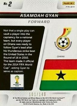 2014 Panini Prizm FIFA World Cup Brazil - Cup Captains Prizms Red #2 Asamoah Gyan Back