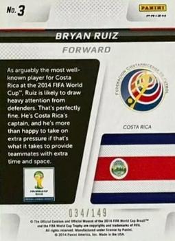 2014 Panini Prizm FIFA World Cup Brazil - Cup Captains Prizms Red #3 Bryan Ruiz Back