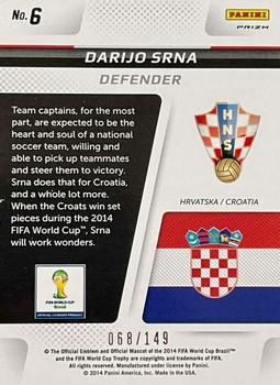 2014 Panini Prizm FIFA World Cup Brazil - Cup Captains Prizms Red #6 Darijo Srna Back