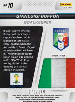 2014 Panini Prizm FIFA World Cup Brazil - Cup Captains Prizms Red #10 Gianluigi Buffon Back