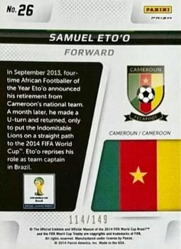 2014 Panini Prizm FIFA World Cup Brazil - Cup Captains Prizms Red #26 Samuel Eto'o Back