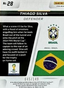 2014 Panini Prizm FIFA World Cup Brazil - Cup Captains Prizms Red #28 Thiago Silva Back
