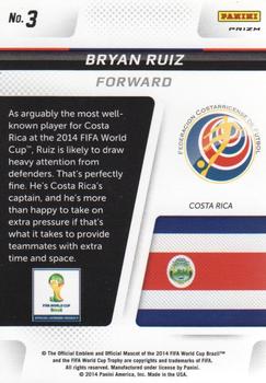 2014 Panini Prizm FIFA World Cup Brazil - Cup Captains Prizms Red, White and Blue Power Plaid #3 Bryan Ruiz Back