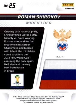 2014 Panini Prizm FIFA World Cup Brazil - Cup Captains Prizms Red, White and Blue Power Plaid #25 Roman Shirokov Back