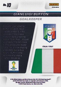 2014 Panini Prizm FIFA World Cup Brazil - Cup Captains Prizms Red, White and Blue Power Plaid #10 Gianluigi Buffon Back