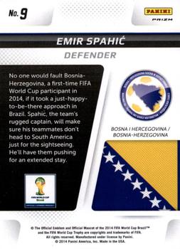2014 Panini Prizm FIFA World Cup Brazil - Cup Captains Prizms Yellow and Red Pulsar #9 Emir Spahic Back
