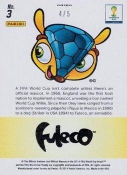 2014 Panini Prizm FIFA World Cup Brazil - Fuleco Prizms Gold Power #3 Fuleco Back