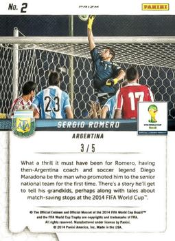 2014 Panini Prizm FIFA World Cup Brazil - Guardians Prizms Gold Power #2 Sergio Romero Back