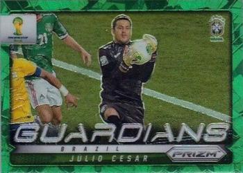 2014 Panini Prizm FIFA World Cup Brazil - Guardians Prizms Green Crystal #5 Julio Cesar Front