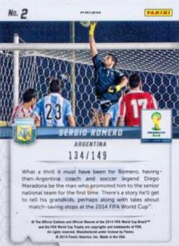 2014 Panini Prizm FIFA World Cup Brazil - Guardians Prizms Red #2 Sergio Romero Back