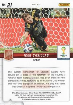 2014 Panini Prizm FIFA World Cup Brazil - Guardians Prizms Red, White and Blue Power Plaid #21 Iker Casillas Back