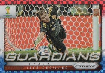 2014 Panini Prizm FIFA World Cup Brazil - Guardians Prizms Red, White and Blue Power Plaid #21 Iker Casillas Front