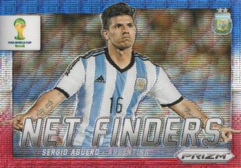 2014 Panini Prizm FIFA World Cup Brazil - Net Finders Prizms Blue and Red Blue Wave #3 Sergio Aguero Front