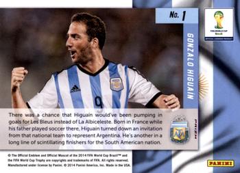 2014 Panini Prizm FIFA World Cup Brazil - Net Finders Prizms Red, White and Blue Power Plaid #1 Gonzalo Higuain Back