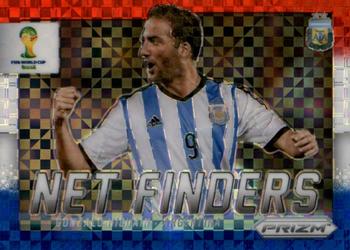 2014 Panini Prizm FIFA World Cup Brazil - Net Finders Prizms Red, White and Blue Power Plaid #1 Gonzalo Higuain Front