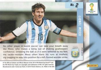 2014 Panini Prizm FIFA World Cup Brazil - Net Finders Prizms Red, White and Blue Power Plaid #2 Lionel Messi Back