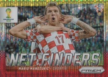 2014 Panini Prizm FIFA World Cup Brazil - Net Finders Prizms Yellow and Red Pulsar #15 Mario Mandzukic Front