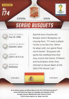 2014 Panini Prizm FIFA World Cup Brazil - Prizms #174 Sergio Busquets Back