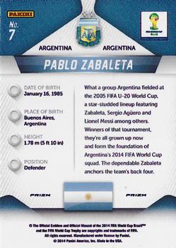 2014 Panini Prizm FIFA World Cup Brazil - Prizms #7 Pablo Zabaleta Back