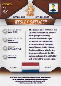 2014 Panini Prizm FIFA World Cup Brazil - Prizms #33 Wesley Sneijder Back