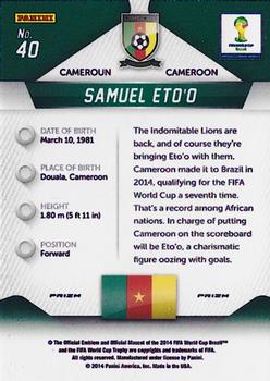 2014 Panini Prizm FIFA World Cup Brazil - Prizms #40 Samuel Eto'o Back