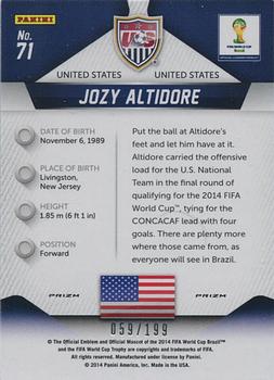 2014 Panini Prizm FIFA World Cup Brazil - Prizms Blue #71 Jozy Altidore Back