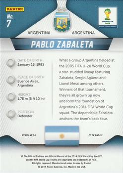 2014 Panini Prizm FIFA World Cup Brazil - Prizms Blue and Red Blue Wave #7 Pablo Zabaleta Back