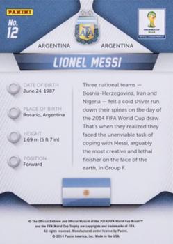 2014 Panini Prizm FIFA World Cup Brazil - Prizms Blue and Red Blue Wave #12 Lionel Messi Back