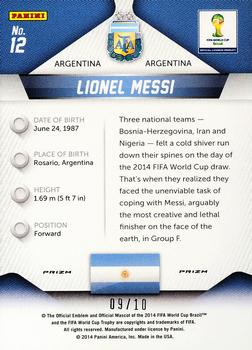 2014 Panini Prizm FIFA World Cup Brazil - Prizms Gold #12 Lionel Messi Back