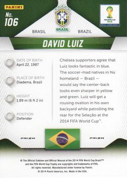 2014 Panini Prizm FIFA World Cup Brazil - Prizms Red, White and Blue Power Plaid #106 David Luiz Back