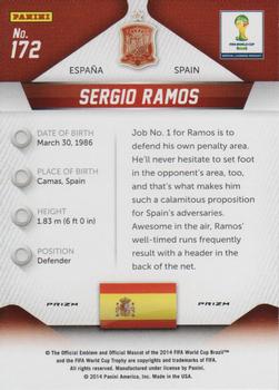2014 Panini Prizm FIFA World Cup Brazil - Prizms Red, White and Blue Power Plaid #172 Sergio Ramos Back