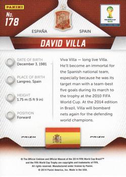 2014 Panini Prizm FIFA World Cup Brazil - Prizms Red, White and Blue Power Plaid #178 David Villa Back