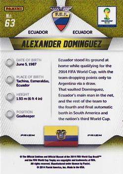 2014 Panini Prizm FIFA World Cup Brazil - Prizms Red, White and Blue Power Plaid #63 Alexander Dominguez Back