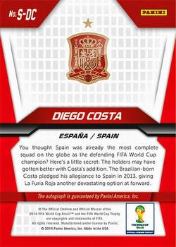 2014 Panini Prizm FIFA World Cup Brazil - Signatures #S-DC Diego Costa Back