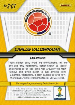 2014 Panini Prizm FIFA World Cup Brazil - Signatures #S-CV Carlos Valderrama Back